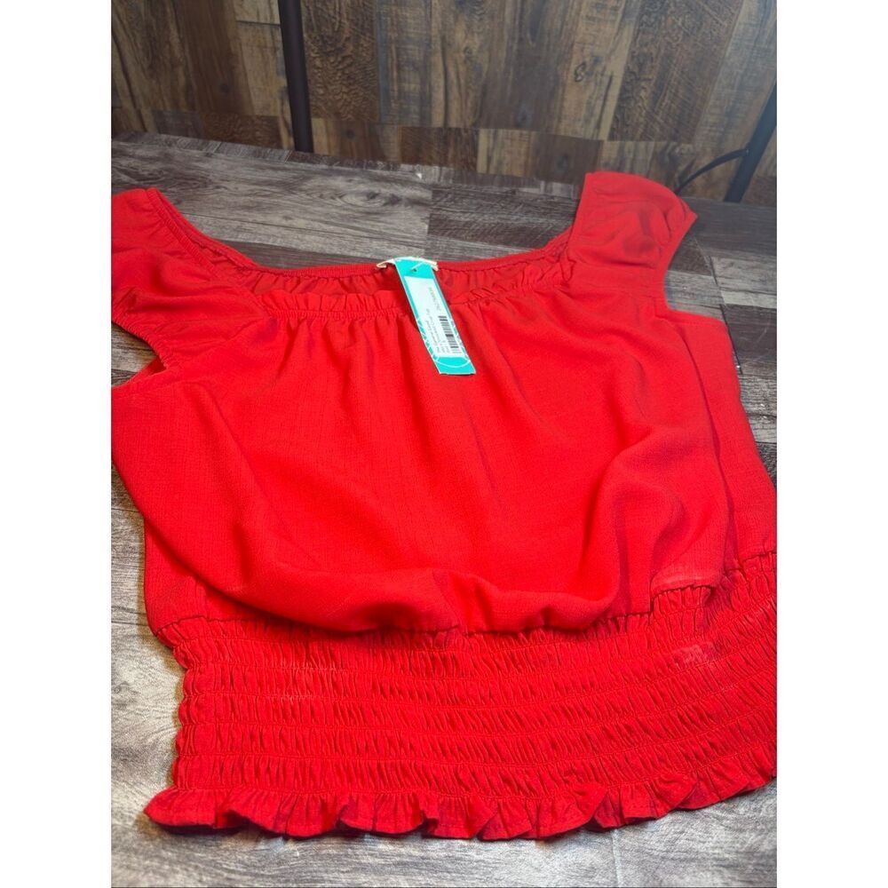 General Good Alora Smocked Crop Top Red Womens Small NWT Stitch fix